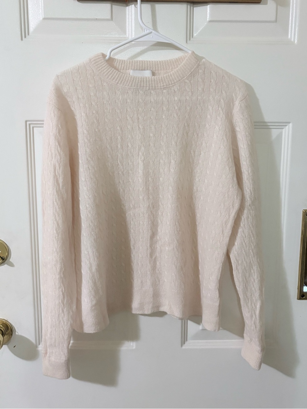 Reformation Cream Cable-Knit Crewneck Sweater